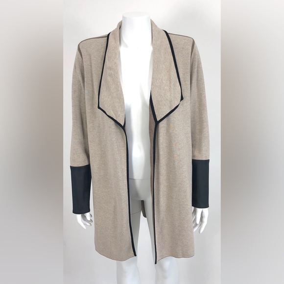 Belford Reversible Sweater Jacket with Faux Leather Trim size Medium - Picture 3 of 12